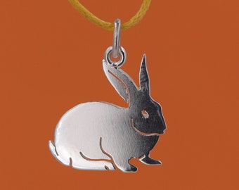 Bunny pendant in  silver - rabbit necklace gift idea - girl pendant - woman pendant - animal lover pendant