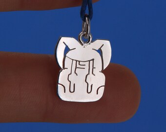 Sterling silver backpack pendant - path pendant - travel pendant - 925 silver traveler pendant