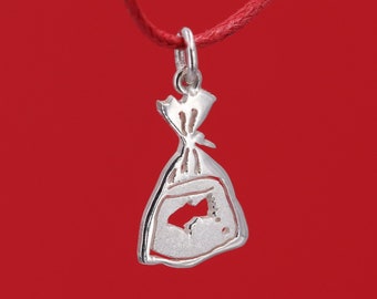 Bag pendant with Goldfish, in silver - handmade in Italy - customizable with engraving - fish pendant