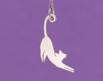 Kitty pendant in silver - cat lady - animal lovers' gift idea pendant - sterling silver cat - customizable with engraving