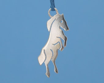 Silver Horse Pendant, with necklace - Hand Made - NICKEL FREE