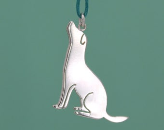 Dog pendant - sitting dog pendant in sterling silver and colored cord - customizable animal pendant - animal pendant