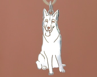 German Shepherd pendant in sterling silver - dog pendant - colored cord - customizable animal pendant - animal pendant