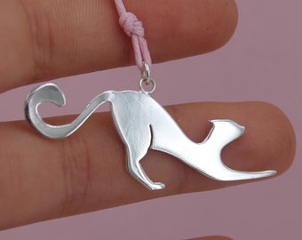 Silver cat pendant - animal lovers' gift idea pendant - sterling silver cat - customizable with engraving