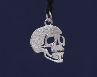 Diamond skull pendant in silver, gift idea - little skull pendant - geometry pendant - unisex pendant