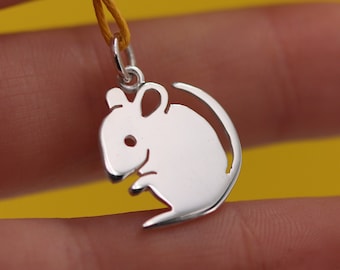 Mouse pendant, mouse pendant in sterling silver handmade - customizable with engraving - animal pendant nice gift idea