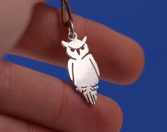 Pendentif chouette, pendentif chouette en argent 925 fait main - personnalisable avec gravure - pendentif animal