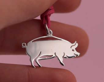 Pendentif cochon en argent, idée cadeau - pendentif cochon - bijoux homme - pendentif unisexe