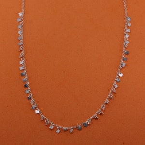 Sterling silver small squares necklace - hand made squares choker - girl necklace gift idea