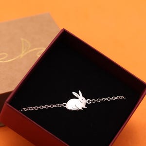 Sterling Silver Rabbit Bracelet - Bunny Bracelet Gift Idea for Girls - Girl Bracelet - Animal Bracelet