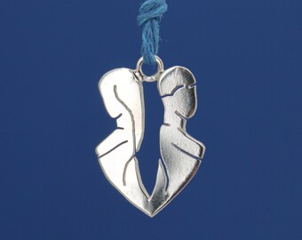 Silver Gemini sign pendant, with necklace - Zodiac - Handmade - NICKEL FREE