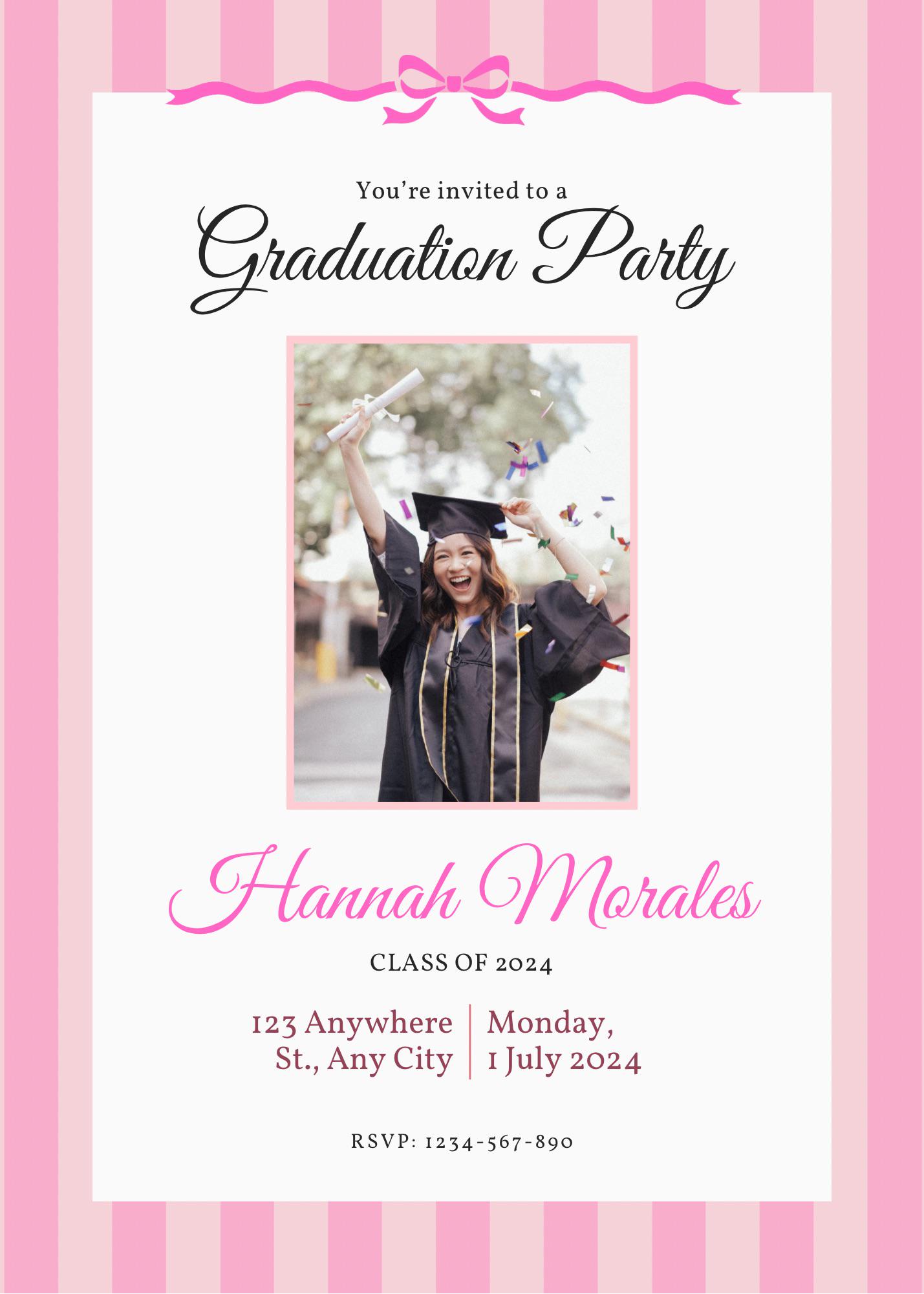Bow For Graduation Script Pink Bow Graduation Template - Etsy