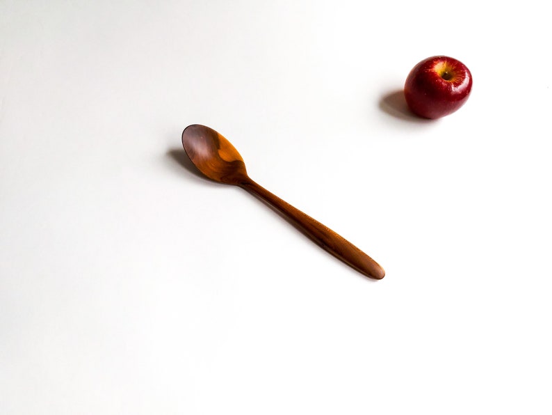 Traditional handcrafted HQ plum wood serving spoon. Smooth and gorgeus. image 1