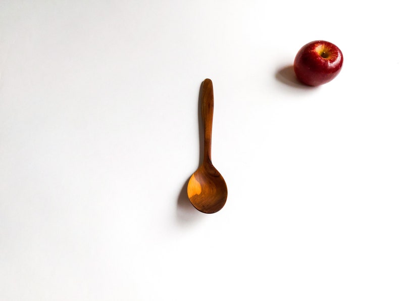 Traditional handcrafted HQ plum wood serving spoon. Smooth and gorgeus. image 4