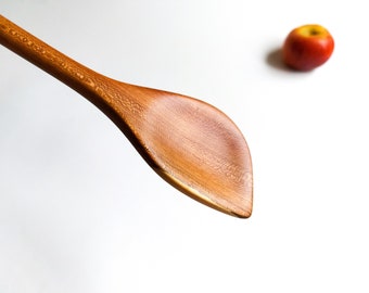 Plum wood cooking spoon for right handed people, HQ Traditional handcrafted unique, super smooth for long life span