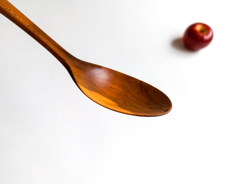 Traditional handcrafted HQ plum wood serving spoon. Smooth and gorgeus. image 7