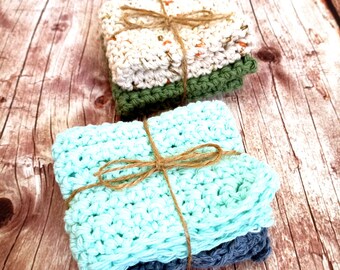 Cotton Dishcloth/Washcloth - Set of 2 - 100% Cotton - Hand Crocheted - Ecofriendly - Made in USA