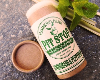 Pit Stop - Lemongrass & Peppermint - Natural Organic Deodorant- Plastic Free Push-up Tube- Coconut Oil, Shea Butter, Beeswax, Essential Oils