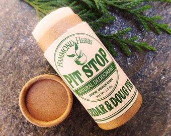 Pit Stop - Cedar & Doug Fir - Natural Organic Deodorant - Plastic Free Push-up Tube - Coconut Oil, Shea Butter, Beeswax, Essential Oils