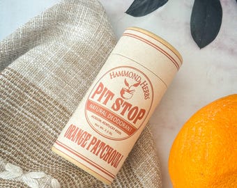 Pit Stop - Orange & Patchouli - Natural Organic Deodorant - Plastic Free Push-up Tube - Coconut Oil, Shea Butter, Beeswax, Essential Oils