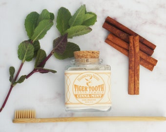 Tiger Tooth - Tooth Powder - Polishes & Cleans - Refillable Jars - Cinna-Mint - Vegan and Organic