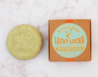 Lucky Locks - Natural Shampoo Bar - Nettle Mint Meadow - Sulfate Free and pH Balanced - Biodegradable & Grey Water Safe - All Hair Types