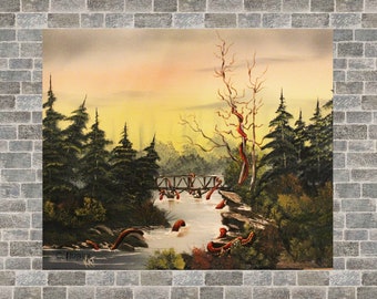 8x10 print of Kraken in Lake Altered Thrift Store Painting