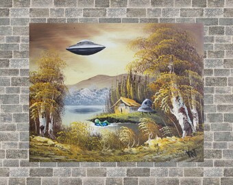 Alien Vacation 8x10 print of altered thrift store painting