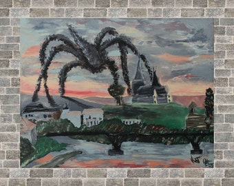 Stranger Things Mind Flayer Parody 8x10 print of altered thrift store painting