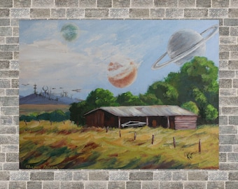 Cybertruck Classic 8x10 print of altered thrift store painting