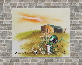 Man-eating Plant Audrey 2 Parody 8x10 print of altered thrift store painting