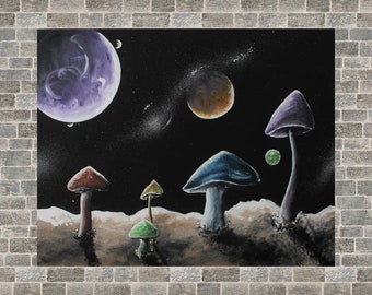 Mushrooms Lonely Planet 8x10 print of original acrylic painting