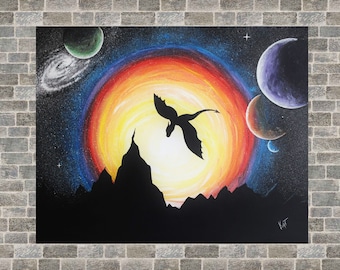 Dragon Silhouette in Space 8x10 print