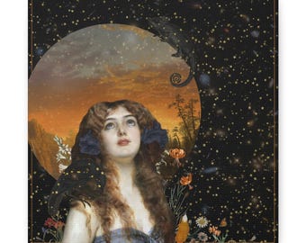 Cuadro "Musa de la noche estrellada" / Retrato de mujer vintage para pared