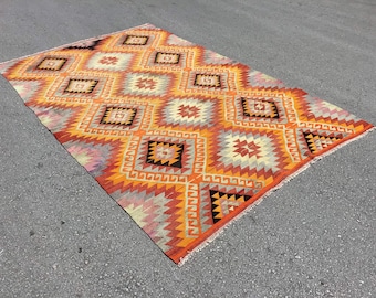 Alfombra Kilim Turca Vintage: Alfombra Boho Hecha a Mano (180 x 280 cm)