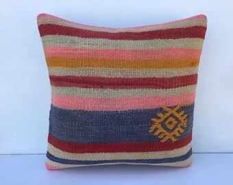 手織りトルコキリム枕カバー：16x16インチソファ用クッション - Etsy 日本