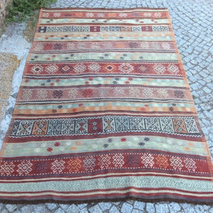 Vintage Turkish Handmade Kilim Rugs, kelim teppich, tapis, kilim rugs, bohemian kilim rugs, turkish rugs, bedroom rugs, living room rugs,