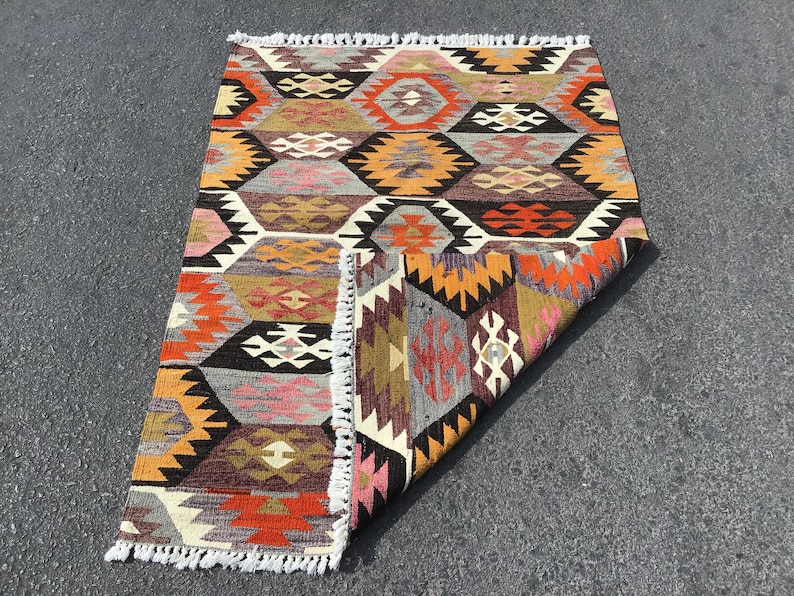 Bohemian Rug Turkish Kilim rug turkish Kilim Small Kilim Rug handwoven rugs vintage rug vintage kilim rug Rugs 3x5 Turkish Rug