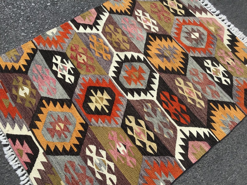 Bohemian Rug Turkish Kilim rug turkish Kilim Small Kilim Rug handwoven rugs vintage rug vintage kilim rug Rugs 3x5 Turkish Rug