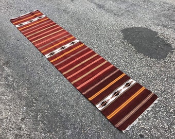 Oversized Turkish Kilim Runner Rug: Vintage Wool Area Rug (22x106 inches)