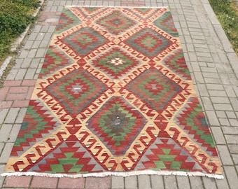 Alfombra Kilim Turca Vintage: Alfombra Boho Hecha a Mano (175 x 294 cm)