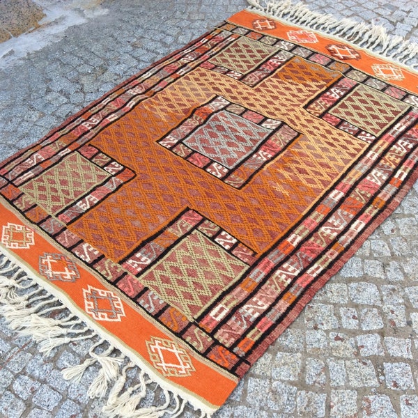 Klein Vloerkleed, Klein Kelim Vloerkleed, Vintage Turkse Kelim Tapijten, Turkse Tapijten, Turkse Kelim, Turkse Gebied Tapijten, Alfombra Turca, Kelim Teppich