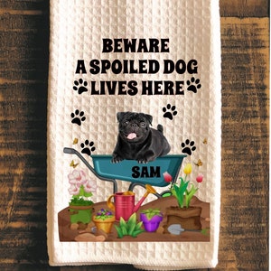 Black Pug Kitchen Towel, Black Pug, Housewarming Gift, Kitchen Decor, Dog Lovers Gift, Pet Accessories, Personalized Gift