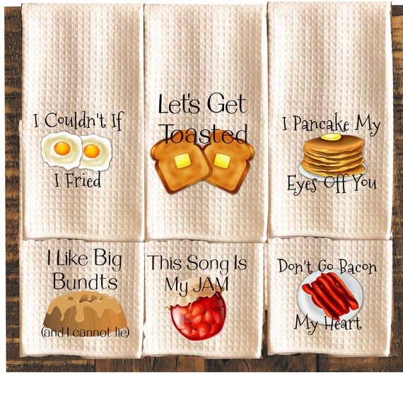 Funny Kitchen Towels Breakfast Dish Towels Kitchen Towels Etsy