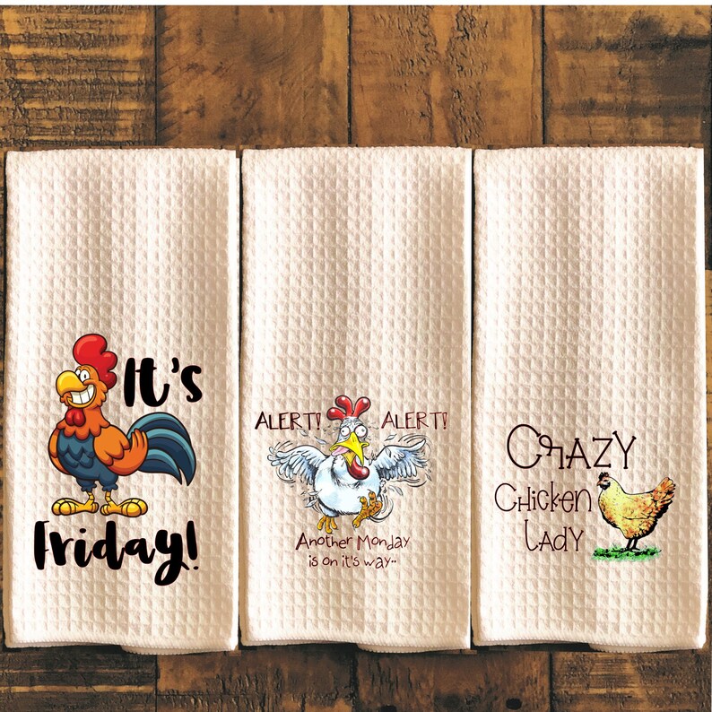 Funny Chicken Kitchen Towels Kitchen Decor Chicken Decor Etsy