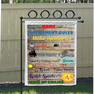 Retirement Personalized Garden Flag, Outdoor Decor, Retirement Gift, Personalized Gift