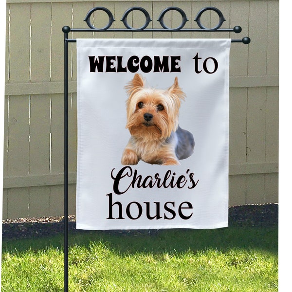 Yorkie Personalized Welcome Garden Flag, Garden Decor, Yorkie Garden Flag, Made in USA