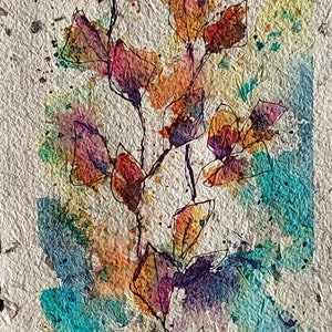 Originele aquarel | Aquarel bloemen | Eenmalig | Waterverf | Bloemen schilderij | Losse aquarel | Klein schilderij | handgeschept papier