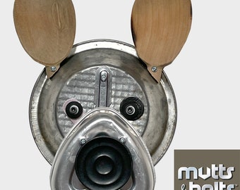 Metal Dog Sculpture/Frenchie/Bat Ears/Upcycled