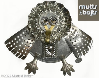 Metal Bird Sculpture/Owlet/Upcycled